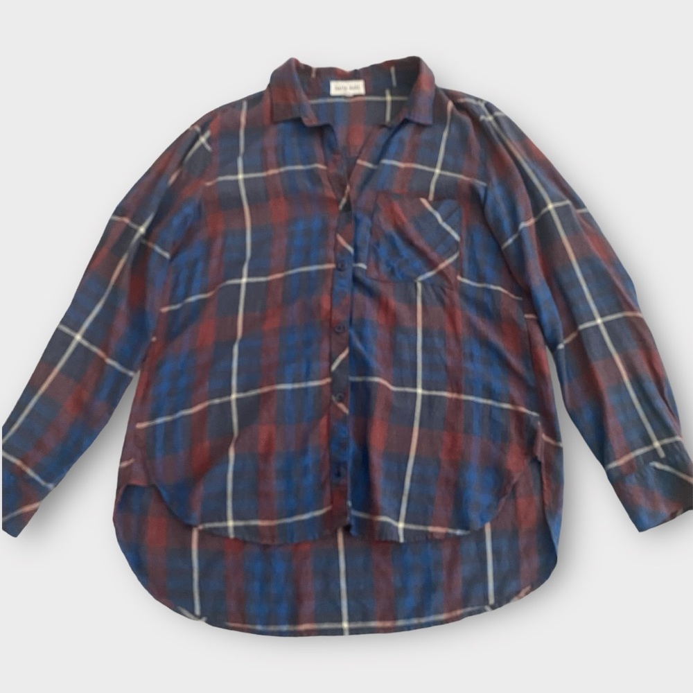 Bella Dahl Anthropologie Women’s Aurora Shirt Large Pocket Button Plaid Casual